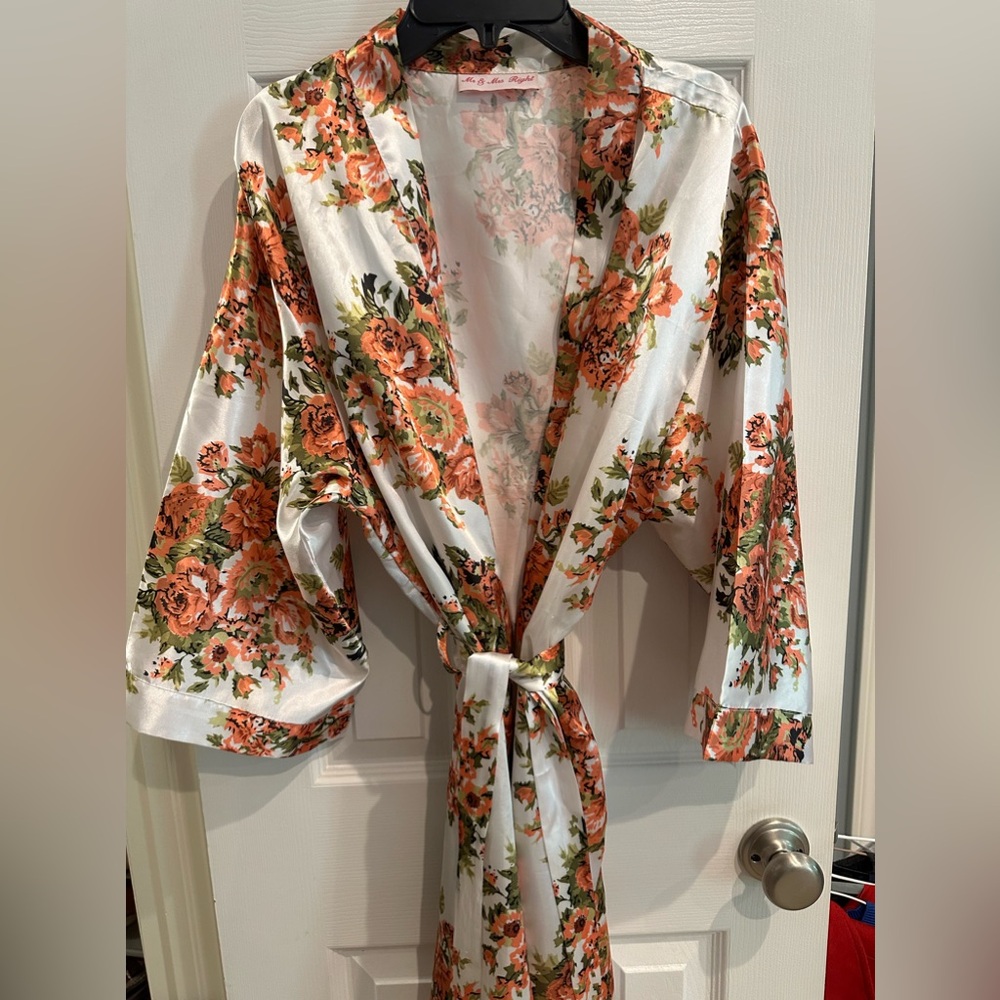 White floral bridal robe